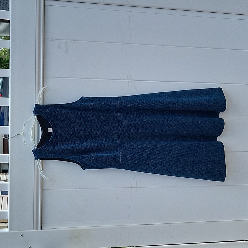 Women’s Sleeveless Navy Textured Fit & Flare Dress